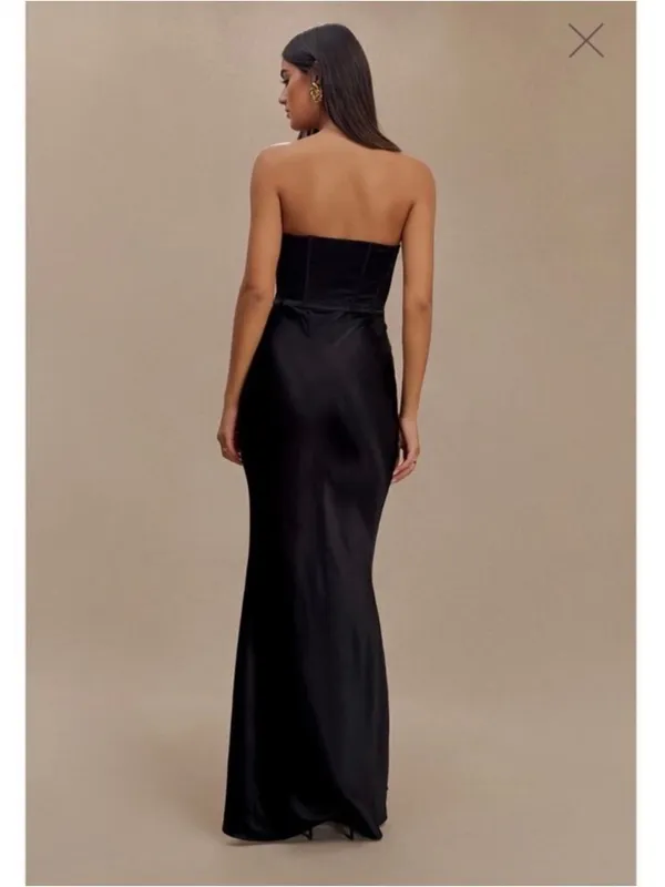 Meshki Harlow Black Satin Strapless Corset Gown NWT Size Small - Image 2