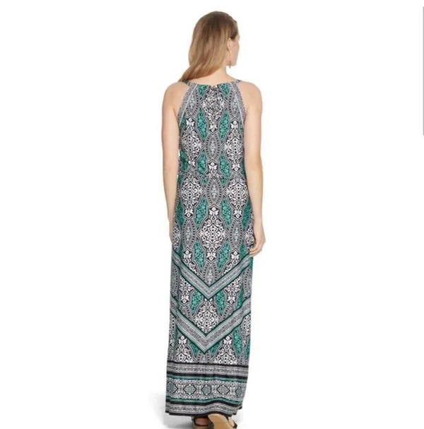 White House | Black Market SALE! Green Patterned Maxi Dress Size M EUC - Image 9