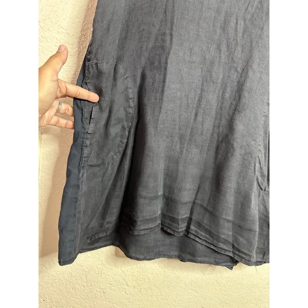 CP Shades 100% Linen size S Tunic Shift Dress Black Pockets Lagenlook - Image 6