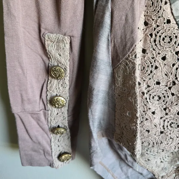 BKE Boutique Pieced Mixed Media Print Long Sleeve Blouse Chuny Buttons Sixe XL - Image 6