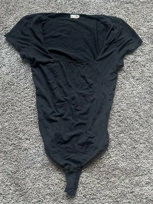 Free People Black Scoop Neck Bodysuit - Image 3