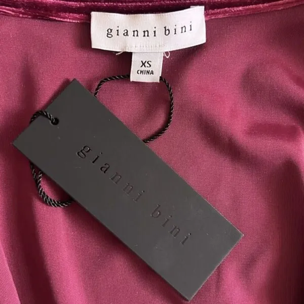 NWT Gianni Bini Leighton Merlot Red Velvet Long‎ Sleeve Wrap Mini Dress - Image 6