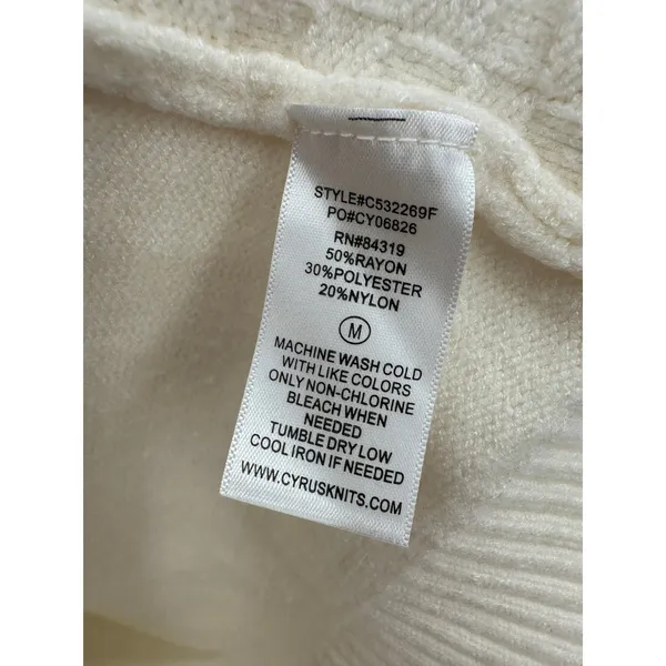 Cyrus Cream Cable Knit Sweater Women M Chunky Cozy Classic Heritage Quiet Luxury - Image 7