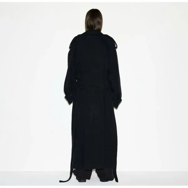 Skims Boyfriend Fleece‎ Trench Coat Onyx Black Size S NWT Oversized Long - Image 3
