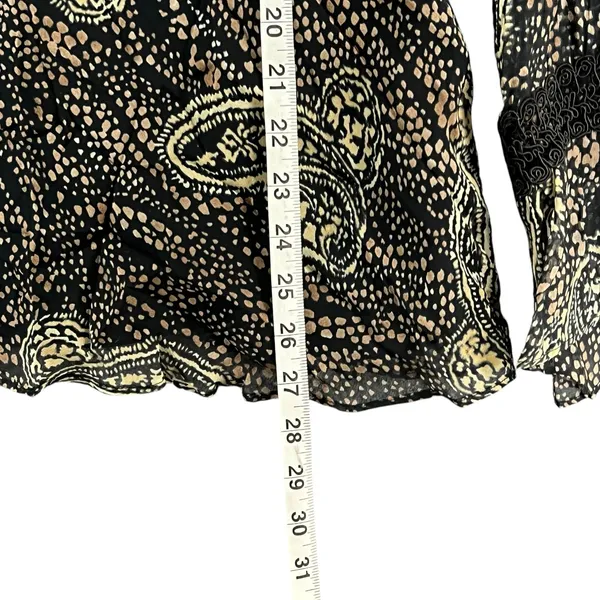ICE Y2K Silk Babydoll Top Womens L Black Abstract Paisley Lined Whimsigoth Boho‎ - Image 10