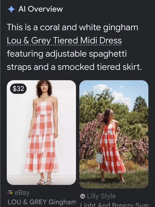 Lou & Grey Coral White Gingham Tiered Maxi Dress - Image 7