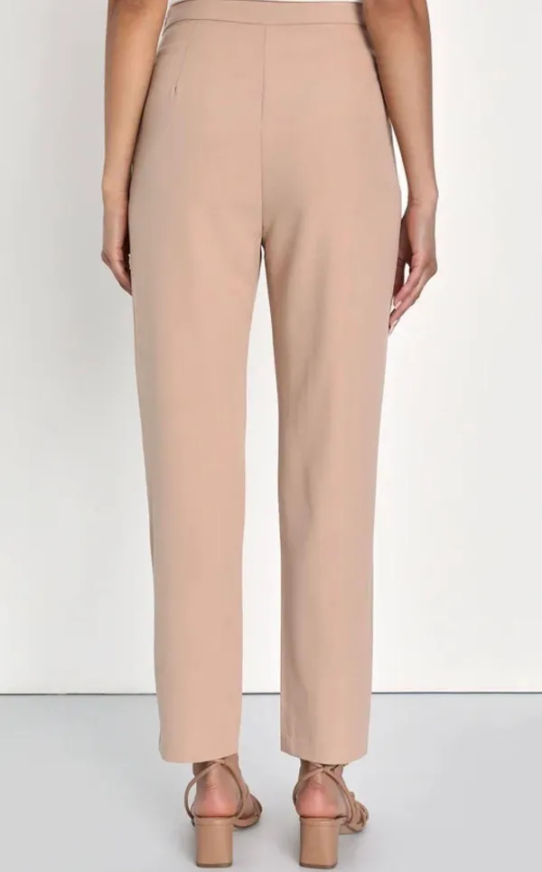 Lulus Kick It Beige High-Waisted Trouser Pants - Image 2