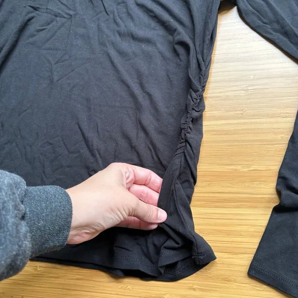 Madewell Large Black Side Cinch Long Sleeve Slim Fit Polo Top NS603 Minimalist - Image 5