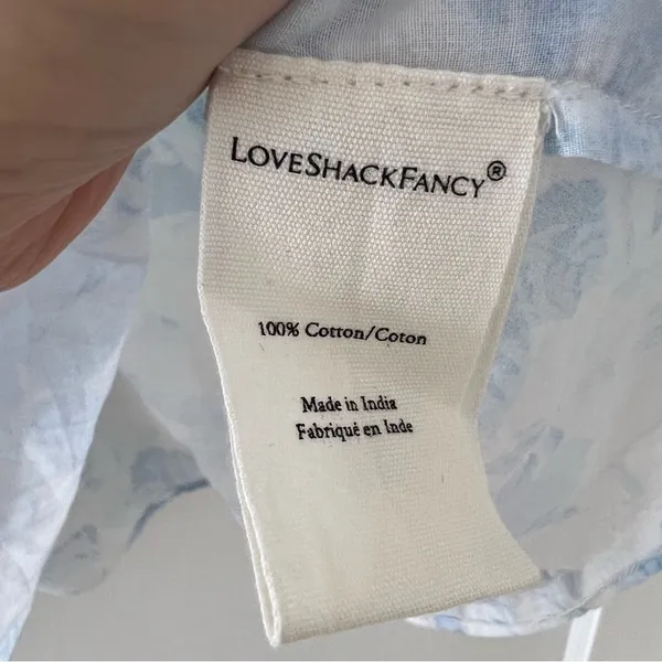 LOVESHACKFANCY Finchley Smocked Mini Dress Blouse Size Petite in Slate Blue NWT - Image 8