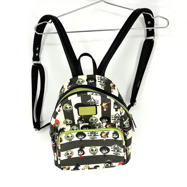 Loungefly Beetlejuice Chibi Mini Backpack Black White Striped Character Bag - Image 2