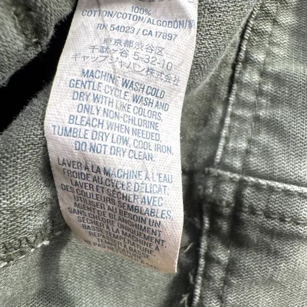 Old Navy Womens S Utility Jean Jacket Army Green Pockets Long Sleeve Grunge Y2K - Image 4