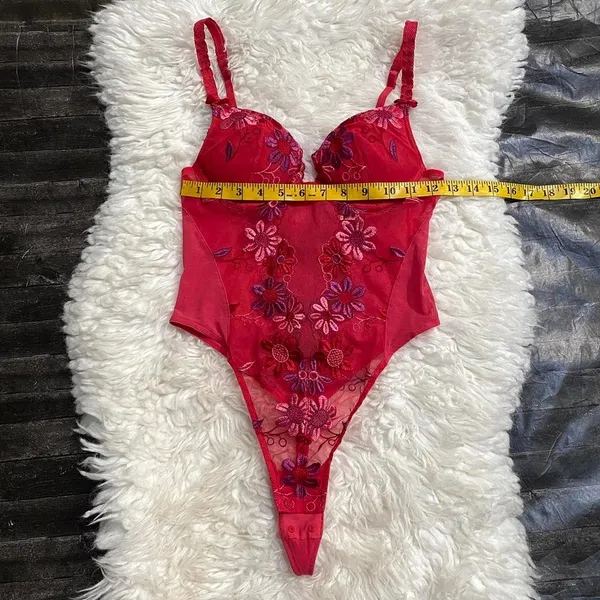 Victoria'S Secret Floral Embroidery Teddy Mesh Bodysuit Intimates Fairy Whimsy - Image 5