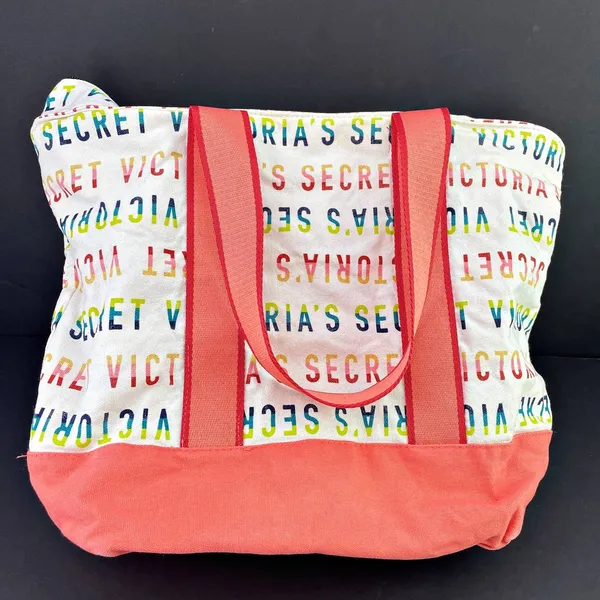Victoria's Secret All Over Logo Tote Bag Coral 11152949 12x16 - Image 2