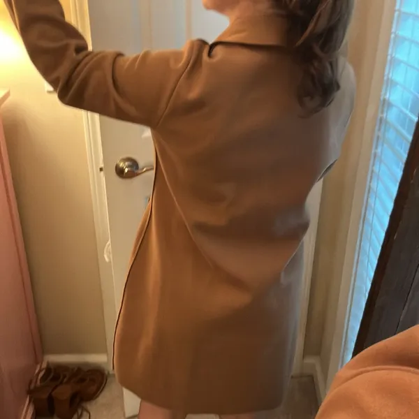 SheIn Tan Brown Collard Pocket Overcoat - Image 4