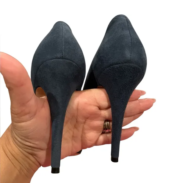 Alice + Olivia Stacey Bendet blue suede leather heels pumps 39.5 or 9 - Image 7