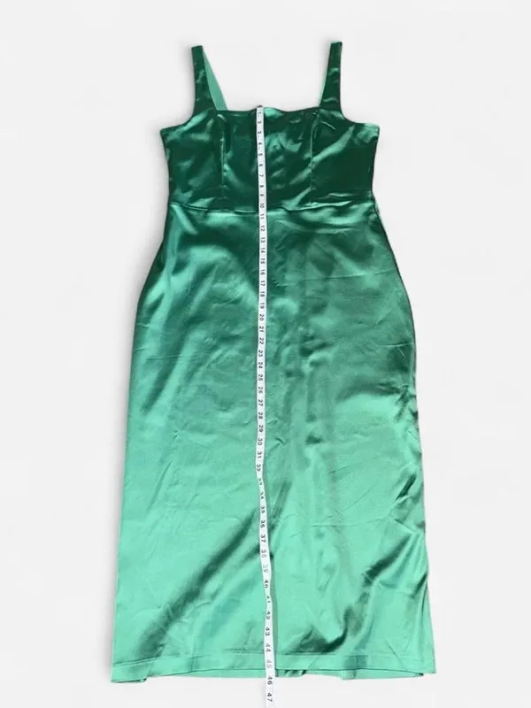 Abercrombie & Fitch Satin Sculpt Dress in Green Size XL TALL Formal Party Grad - Image 7