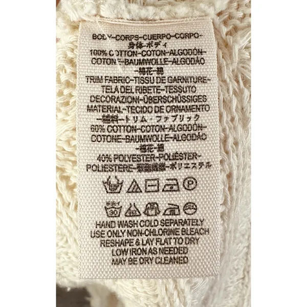 We The Free People Thien Hacci Ivory Textured Knit Fringe V-Neck Oversized Small - Image 10
