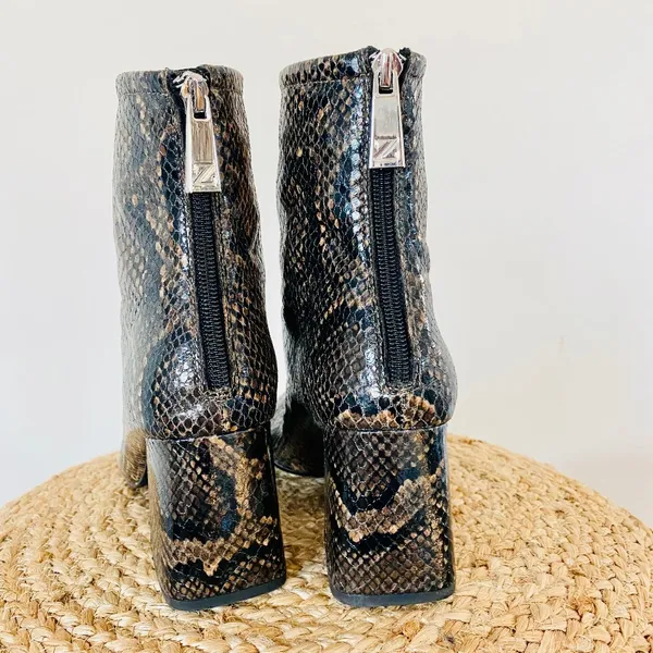 Zara Brown and Black Snakeskin Ankle Boots - Image 5