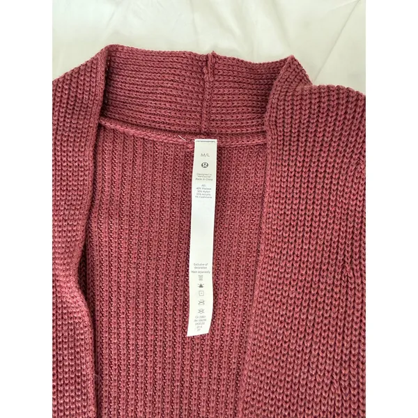 Lululemon Cashlu Long Open Cardigan Sweater Wrap Burgundy Wine Medium Large - Image 5