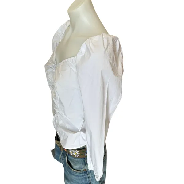 Veronica Beard White Peasant Top SIZE 12 Milkmaid Cottage Cotton Designer $348 - Image 5