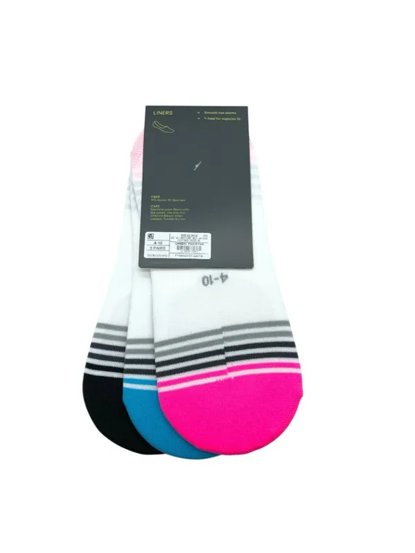All in Motion Womens Liners Socks Arch Support Striped 3 Pack White 4-10 - Image 3