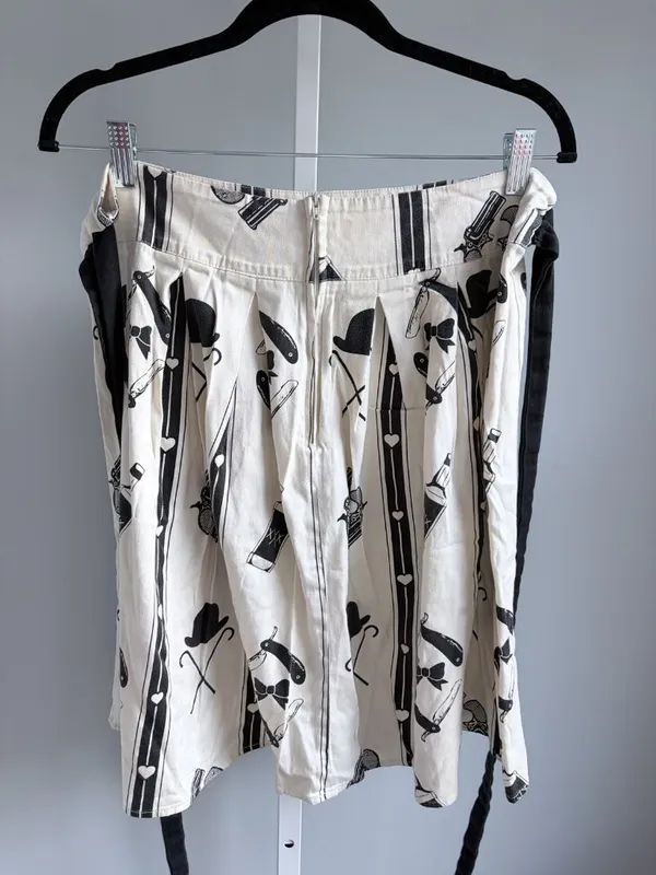 Rock Steady Cream Black Novelty Print Skirt Rockabilly Pinup XL - Image 3