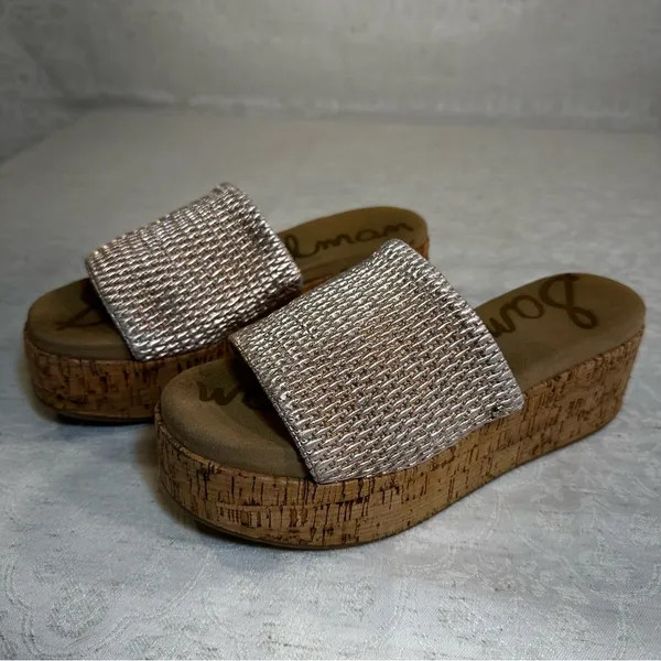 Sam Edelman Metallic Woven Wedge Sandals Size 6 - Image 3
