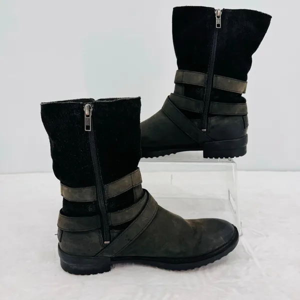 Ugg Lorna Black Boots Waterproof Genuine Leather Wool Lined 8.5” Shaft Size 8.5 - Image 3