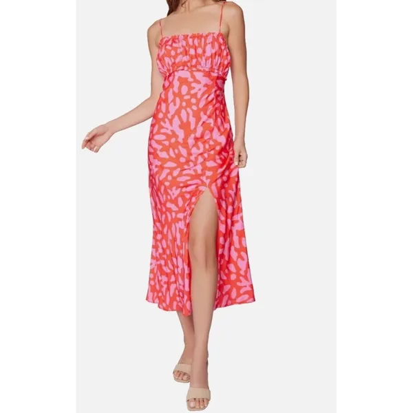 Lost + Wander Sweet Envie Midi Slip Dress Size M Satin Ruffled NWT Square Neck‎ - Image 8
