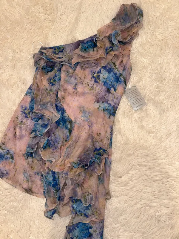 NEW Elliatt Briony Floral One-Shoulder floral blue Minidress Sz M - Image 6