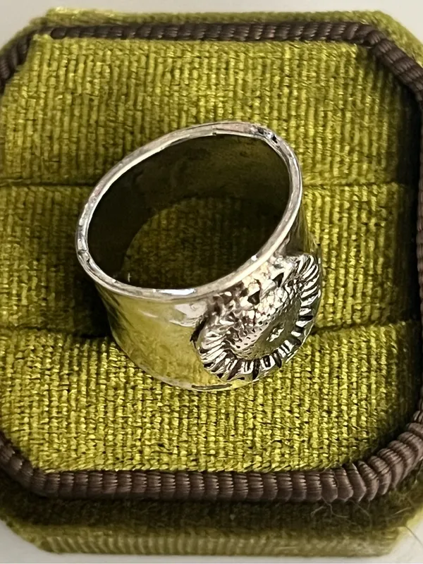 Bohemian Flower Design Wide Band Stainless Steel Silver Size 6 - Image 3
