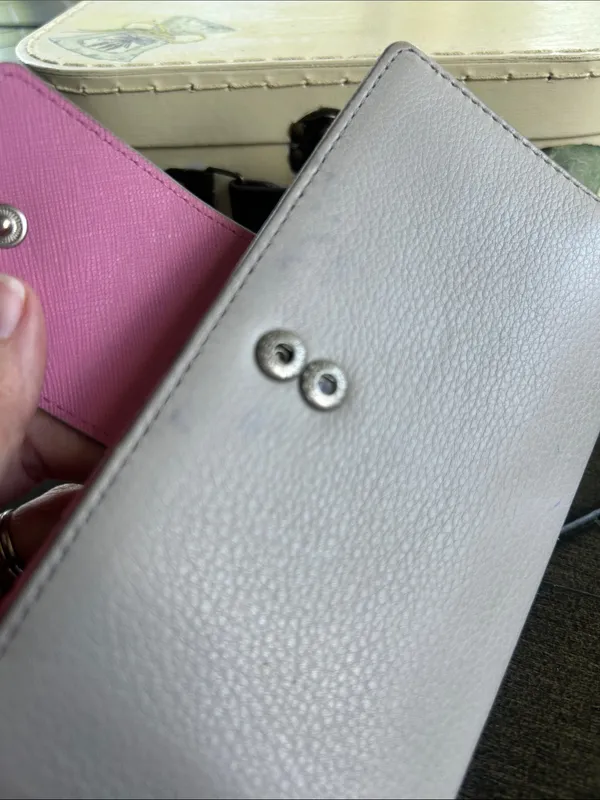 Fossil heather grey leather slim ladies wallet minimalist pink interior retro - Image 7