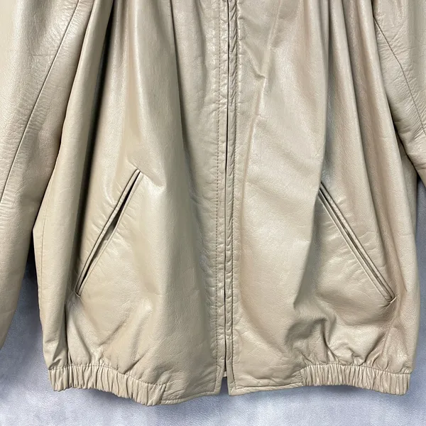Vintage A&F Originals Women Leather Jacket Size 8 Tan Western Bomber Indie Retro - Image 4