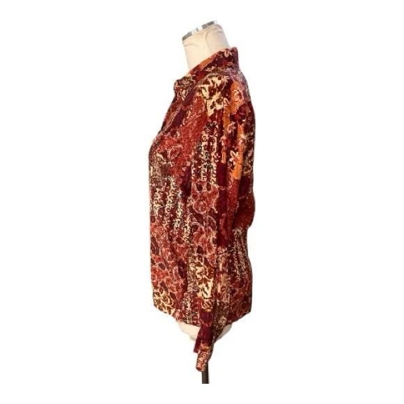 Lucky Brand boho 100% silk button down Size Large - Image 2