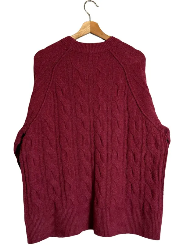 Aerie unREAL Cable Knit Sweater Pullover Women's Small Red Chunky Knit Soft Cozy - Image 3