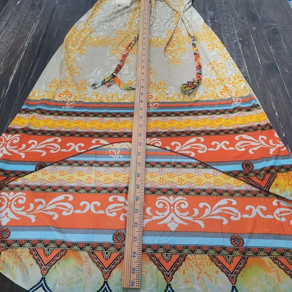 Source Unknown Strapless Boho Print Summer Dress Women’s Size Large Orange Multi - Image 6