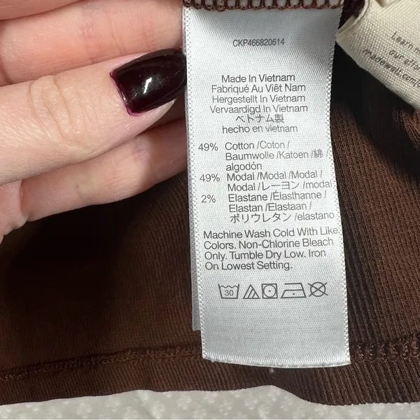 Madewell Brown Rib Ruched Polo Button Up‎ Top - Image 4