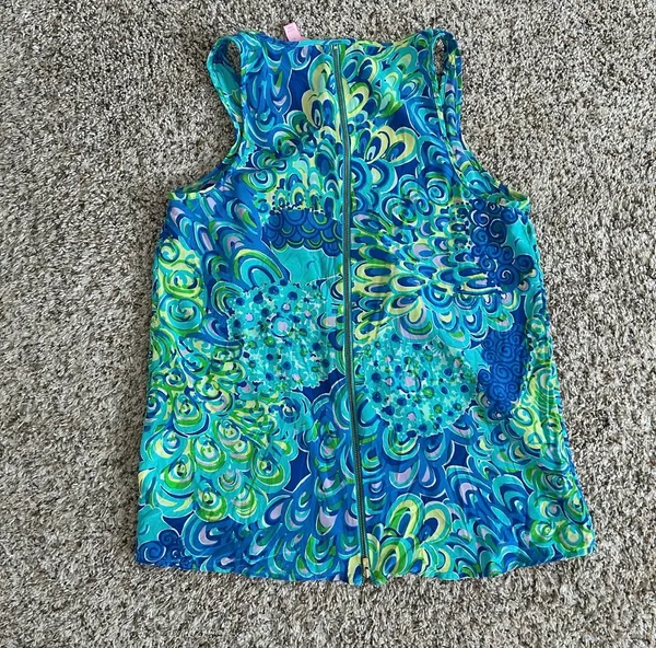 Lilly Pulitzer Silk Aerial Sea Blue Lagoon Blouse Sleeveless Top - Image 5