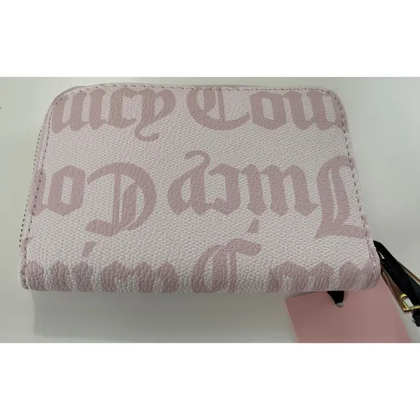 Juicy Couture Overstated Pink Gothic Logo Zip Around Wallet Heart Charm‎ NWT - Image 4