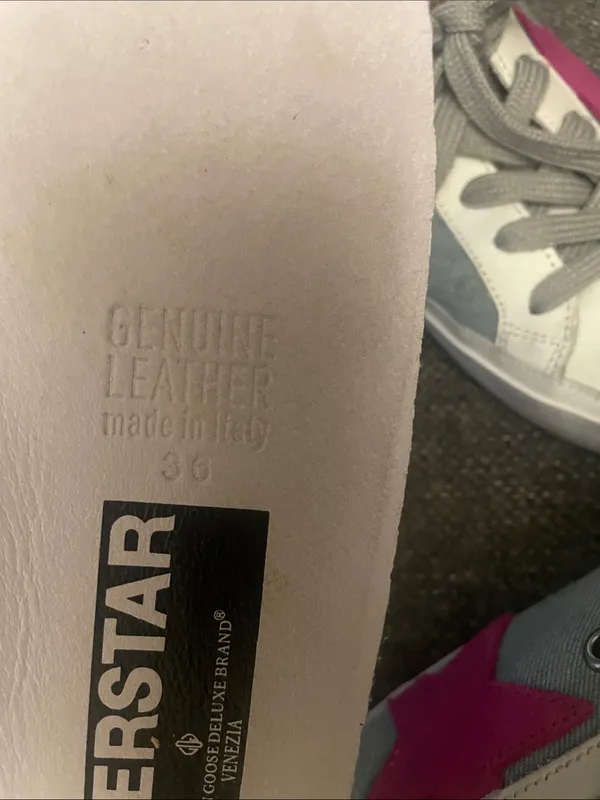 Golden Goose Superstar RARE Sneaker Leather Denim hot pink star size 36 5.5 US - Image 8