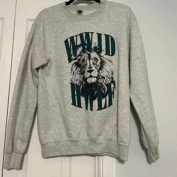 WWJD HWLF vintage lion ash crewneck sweatshirt pullover - Image 3