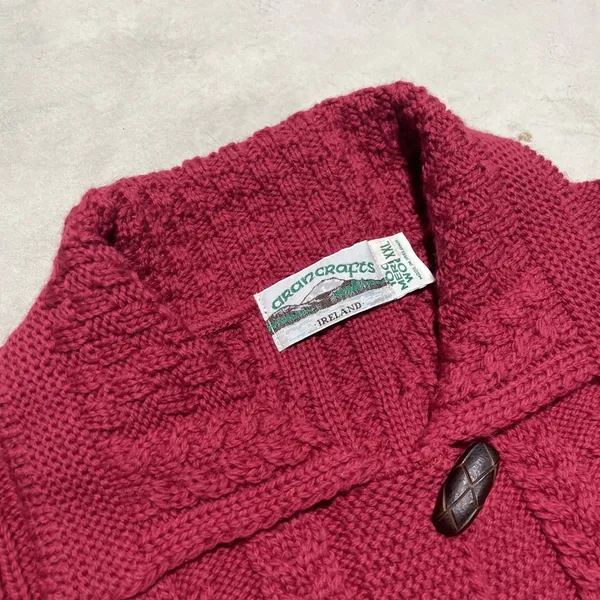 Aran Crafts Ireland Merino Wool Cable Knit Cardigan Sweater Women's SZ XXL Red - Image 2