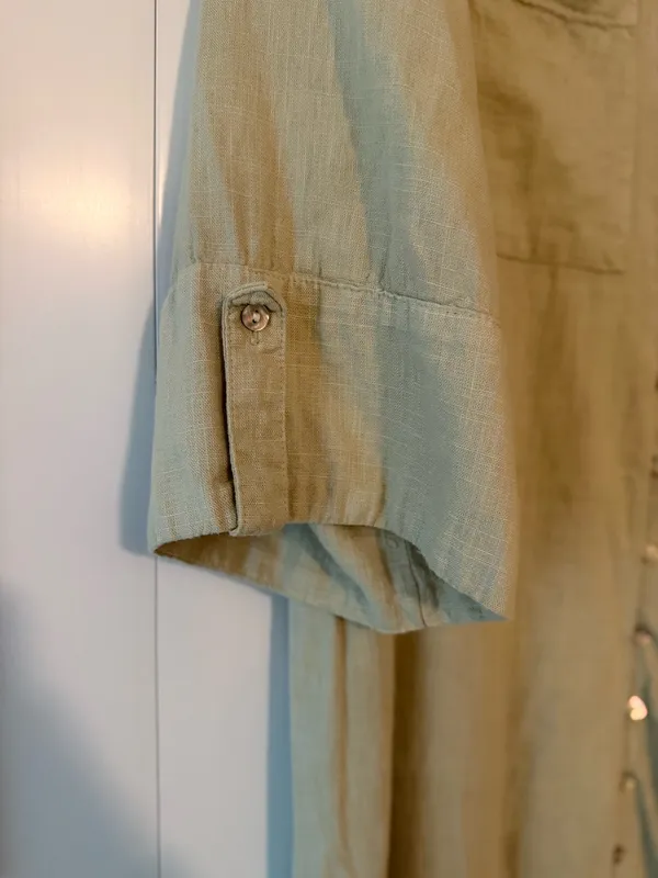 Zara Light Sage Green Button-Front Maxi Shirt Dress - Image 7