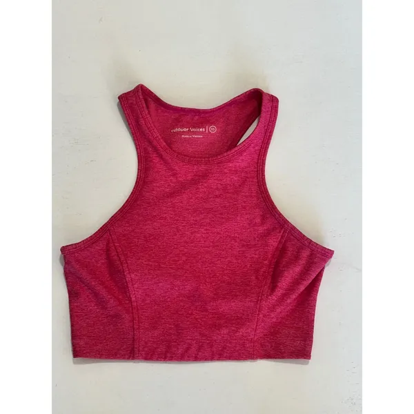 Outdoor Voices Athena Crop Tank Top Flamingo Pink Racerback Sports Bra XS - Image 2