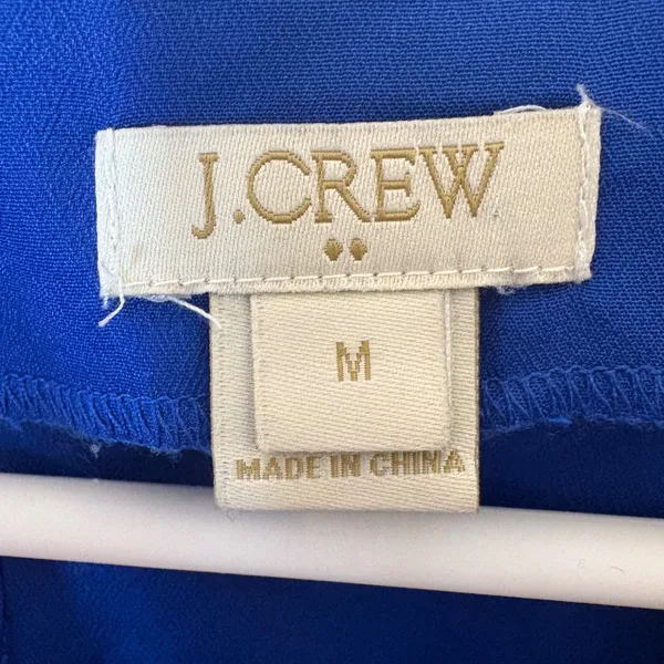 J. Crew Royal Blue Laser Cut Eyelet Scalloped Hem‎ Blouse Size Medium - Image 2