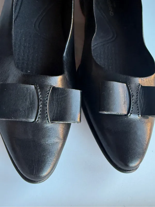 Cole Haan Black Leather Bow Peep-Toe Flats 7B - Image 3