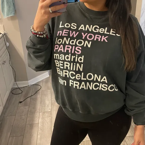 Anine Bing City Love Sweatshirt Charcoal Size M - Image 11
