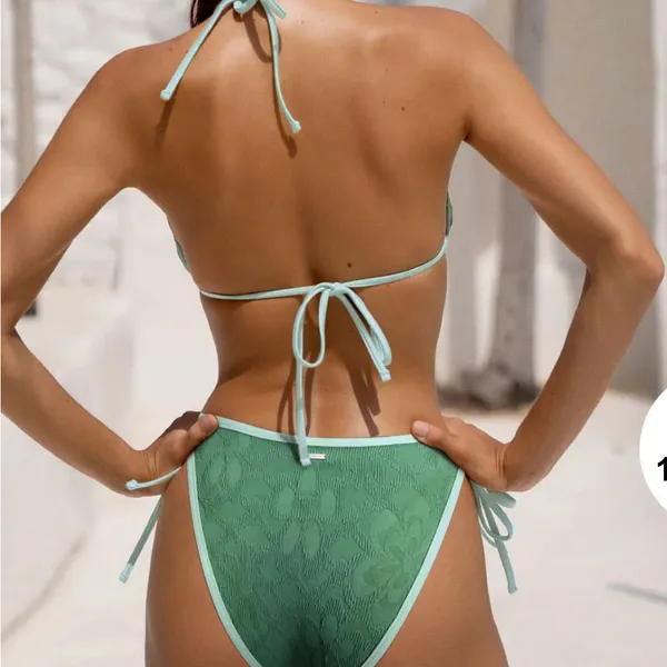 Green and Blue Women's Bikini Set Size M - Image 4