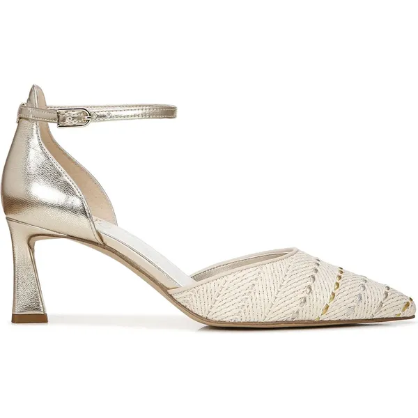 NEW Franco Sarto Taros Metallic Ankle Strap Pump SZ-9.5 White Tan - Image 7