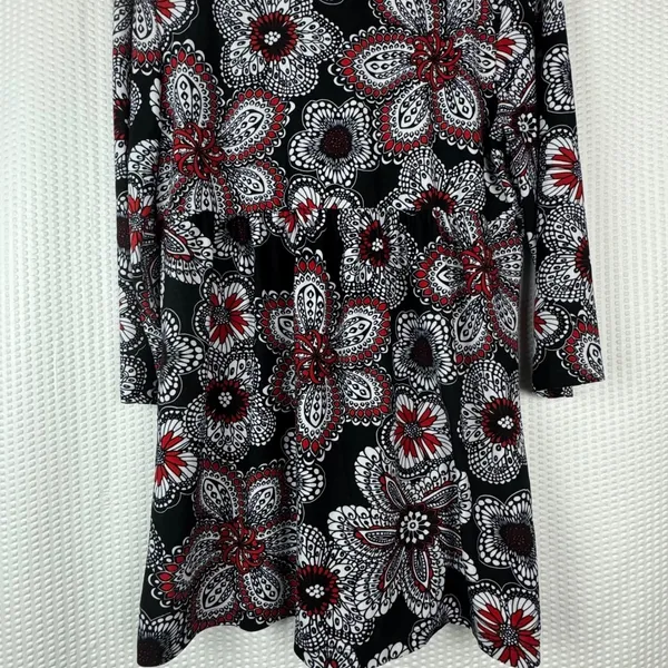 Kim Rogers Y2K 90s Top Medium Black Floral Paisley Boho Teacher Flowy Workwear - Image 4